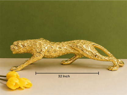 Luxurious Metallic Gold Resin Jaguar Statue (32 Inch)