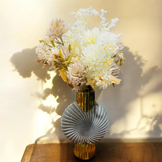 Artificial Dried Look Wildflower & Protea Floral Bouquet for Home Decor