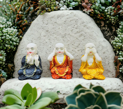 Set of 3 Big Monks No Evil Design