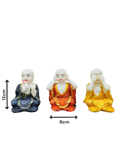 Set of 3 Big Monks No Evil Design