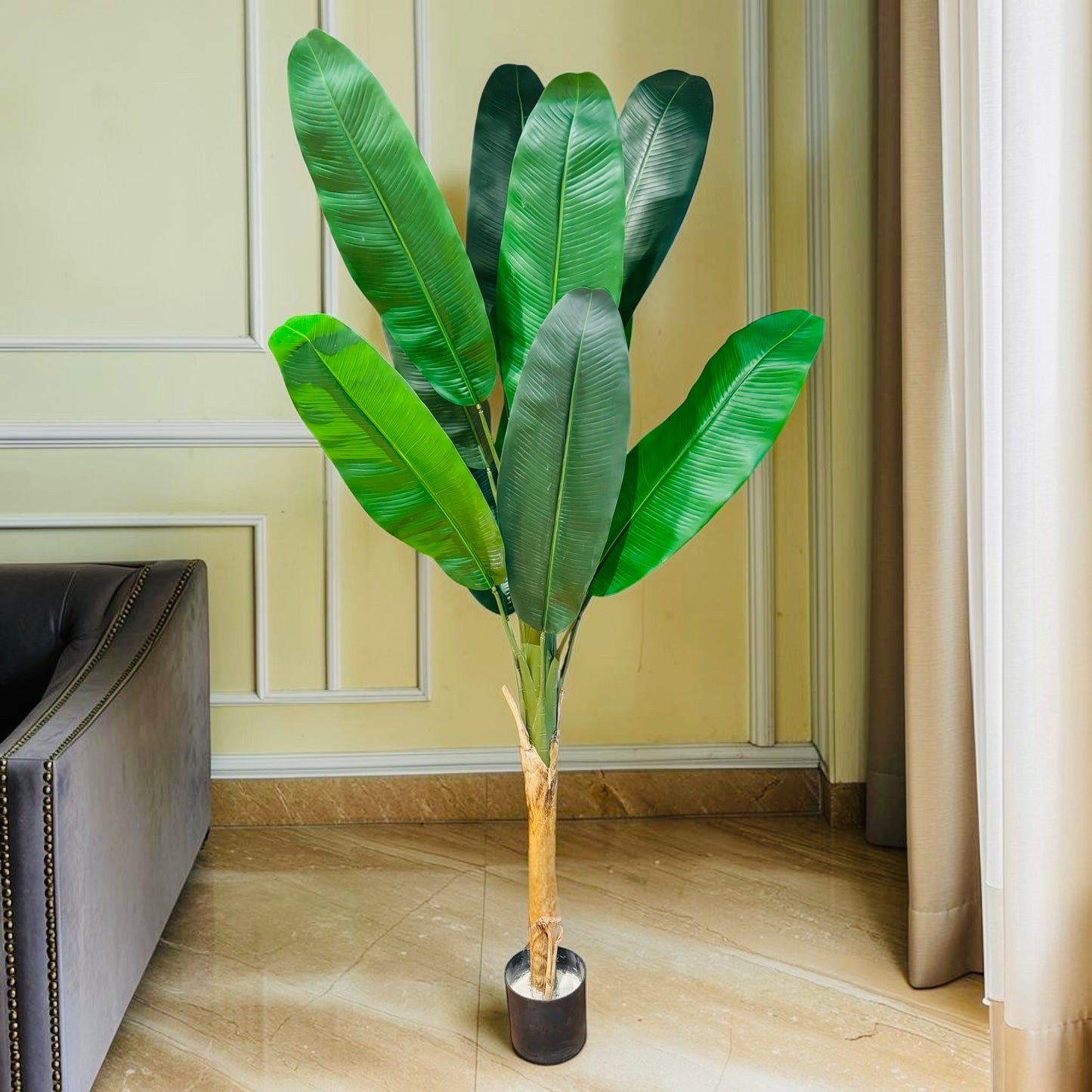 8 FT Big Artificial Banana Plant with Realistic Green Leaves | Faux Indoor Floor Tree for Home, Office, Living Room & Hotel Décor