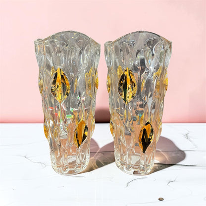 Luxury Textured Glass Vase with Amber Accents (12 Inch)