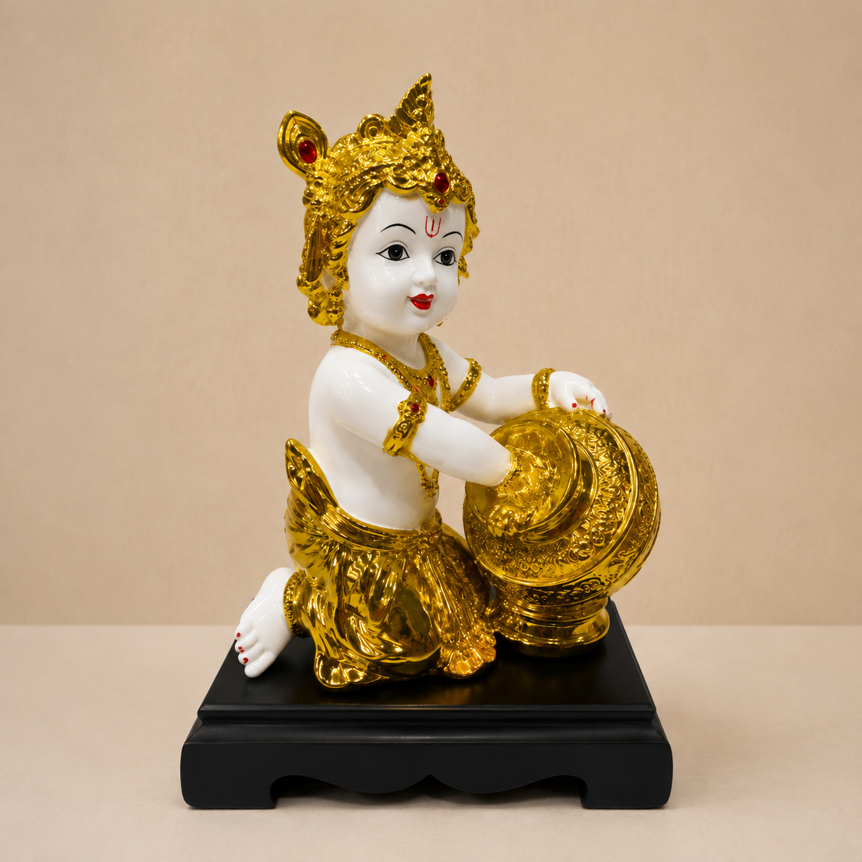 12 Inch Bal Krishna Showpiece – Premium Gold Finish Decorative Idol for Home & Office