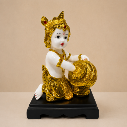 12 Inch Bal Krishna Showpiece – Premium Gold Finish Decorative Idol for Home & Office