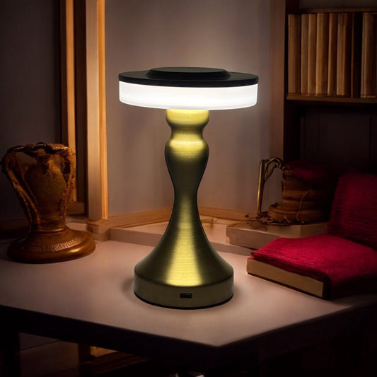 Elegant Touch-Control LED Rechargeable Table Lamp – Modern Brass Finish