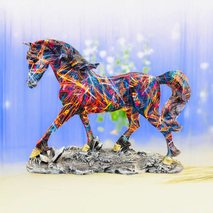 Prismatic Galloping Stallion Sculpture for Table Decor and Home Decor
