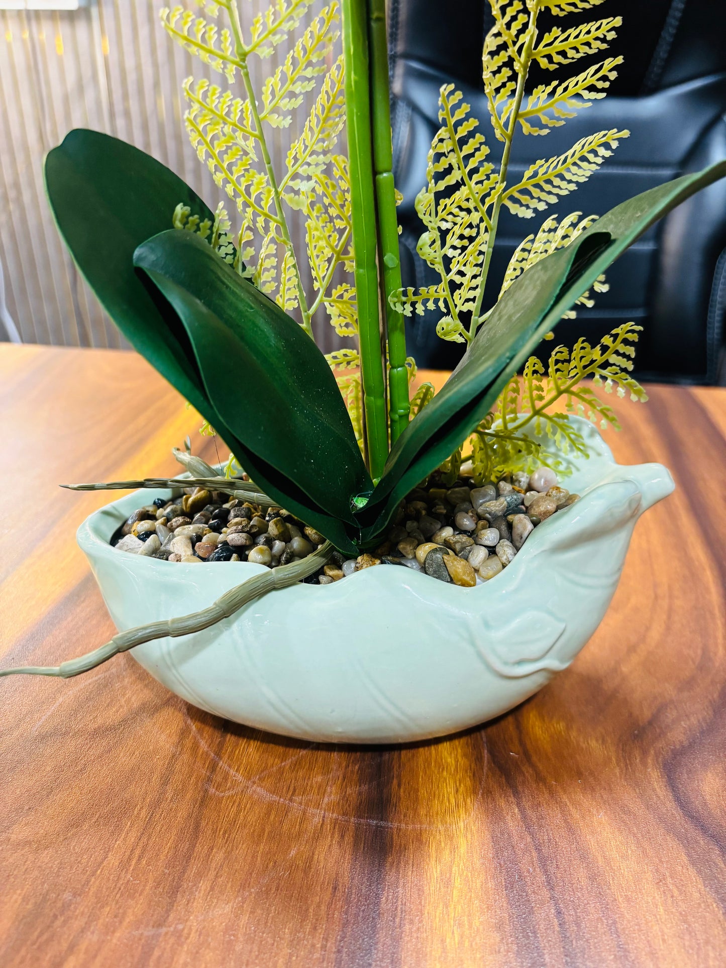 Premium Artificial Purple Orchid Plant with Ceramic Pot | Realistic Faux Orchid Flower Arrangement for Home, Office, Living Room & Table Decor