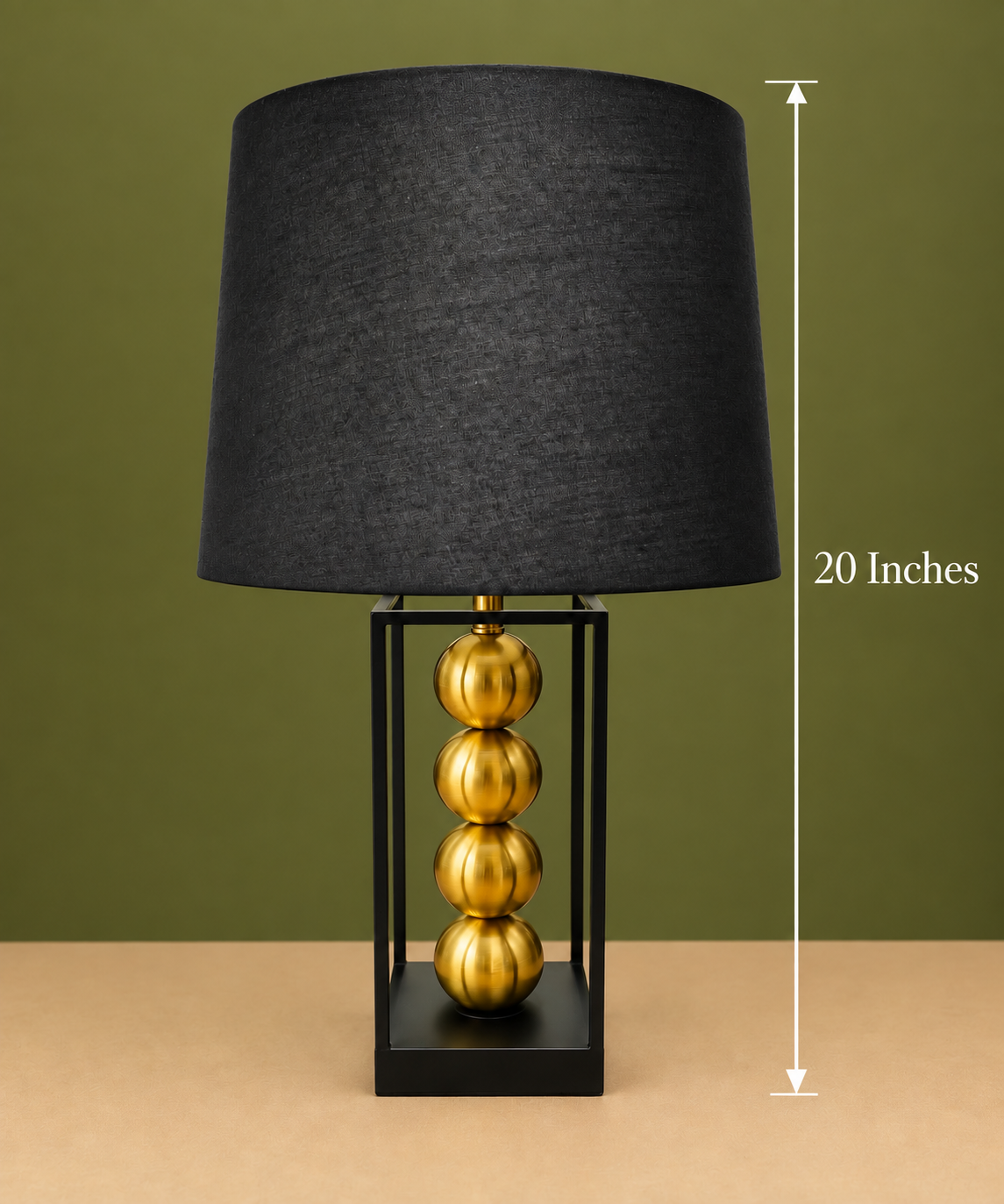 Modern Metal Ball Frame Table Lamp with Fabric Shade, 20 Inches