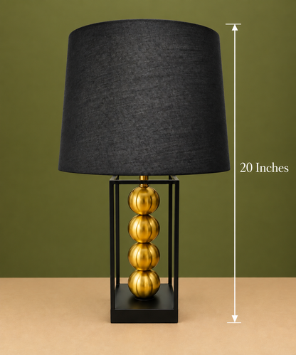 Modern Metal Ball Frame Table Lamp with Fabric Shade, 20 Inches