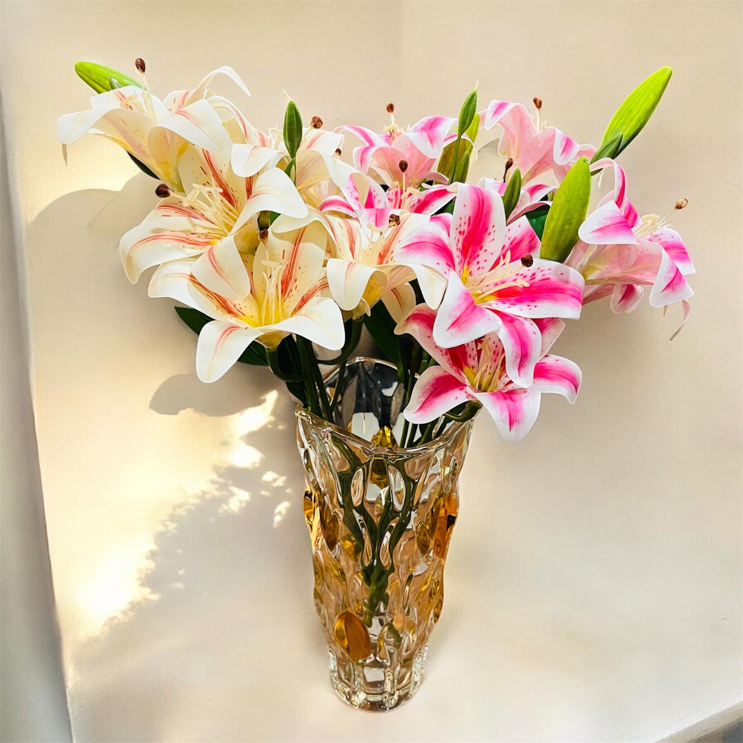 Artificial Lily Flower Bunch for Home and Office Decor, 25 Inch