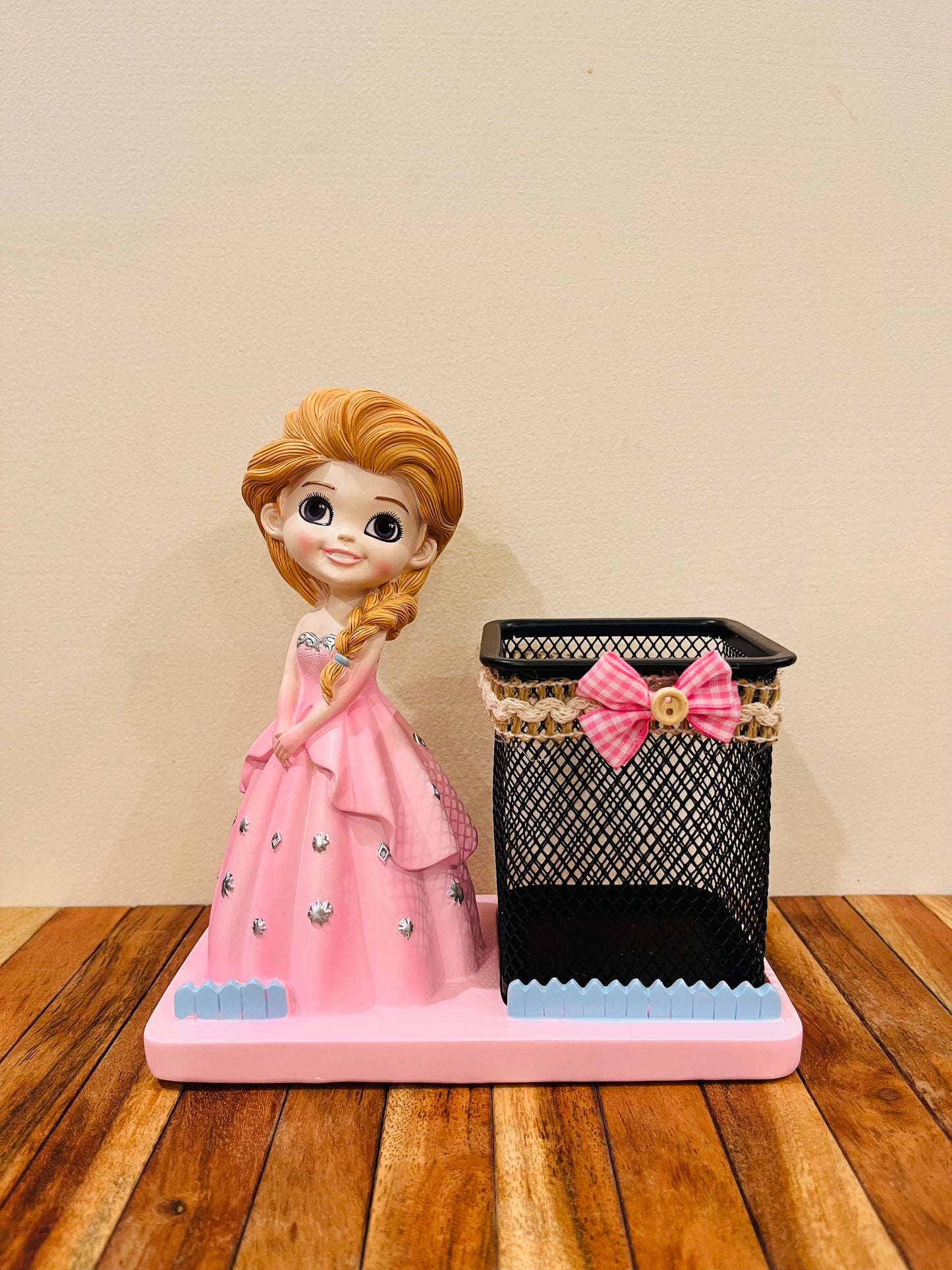 Elegant Resin and Metal Princess Pen Stand- Desk Organizer