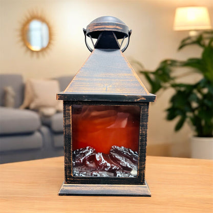 Vintage LED Lantern with Realistic Artificial Fire Effect