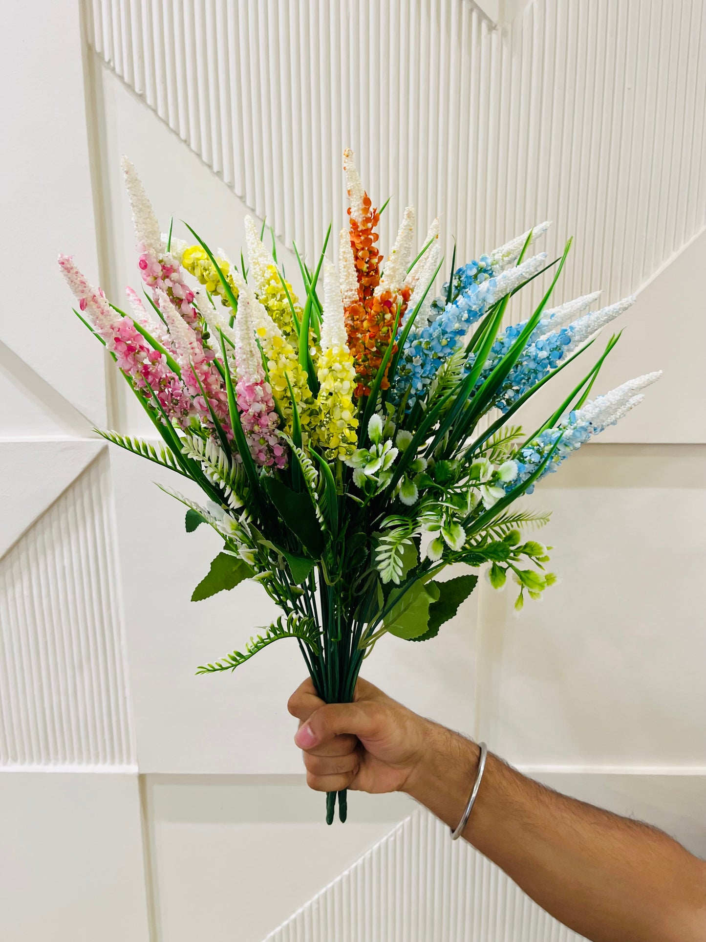 Artificial Foxtail Lily Fillers Bunch in Mixed Colors for Table Vases (Pack of 4 Stems)