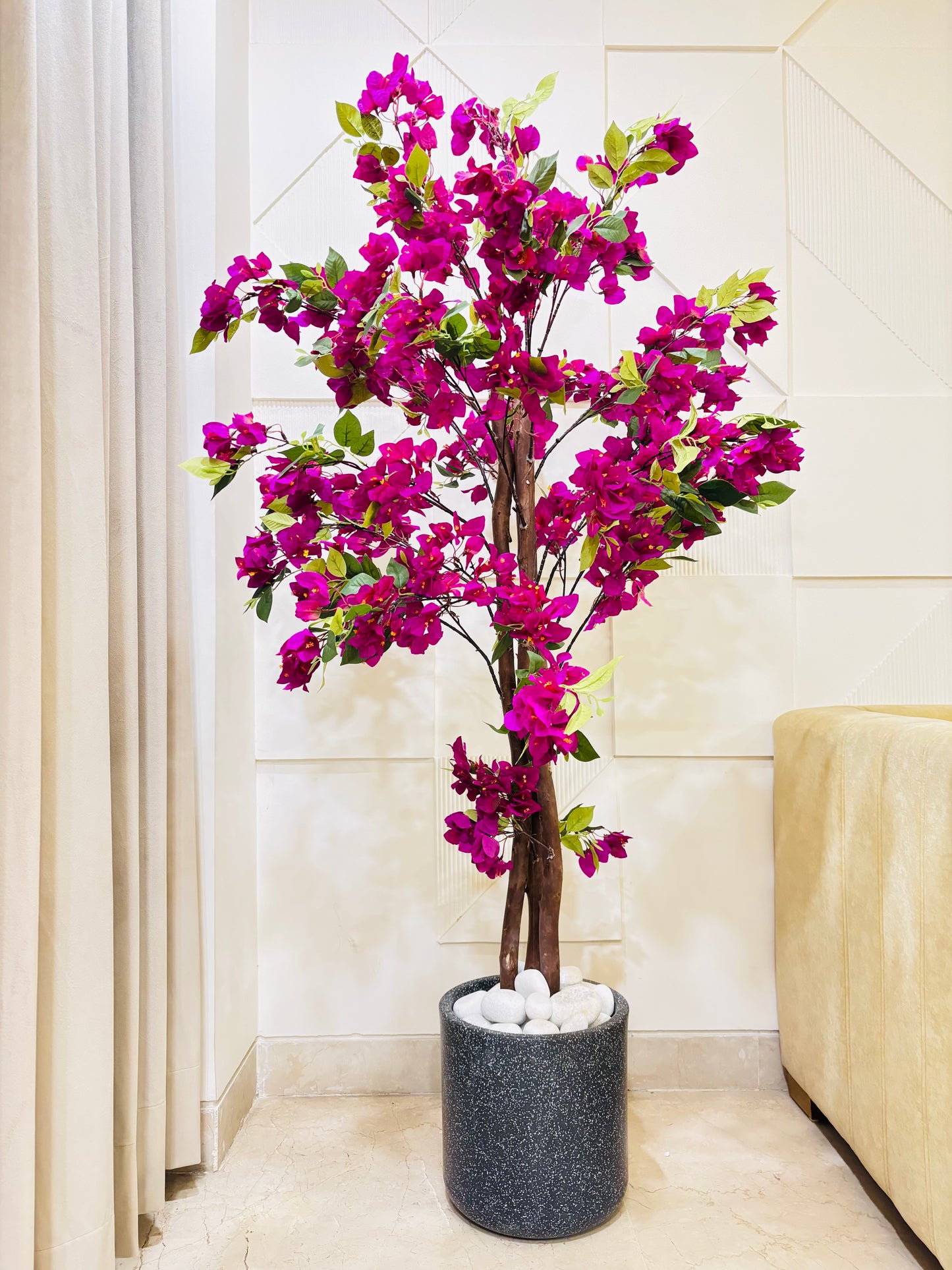 Elegant Twisted Artificial Bougainvillea Tree (Purple) – Realistic Home & Cafe Decor Accent