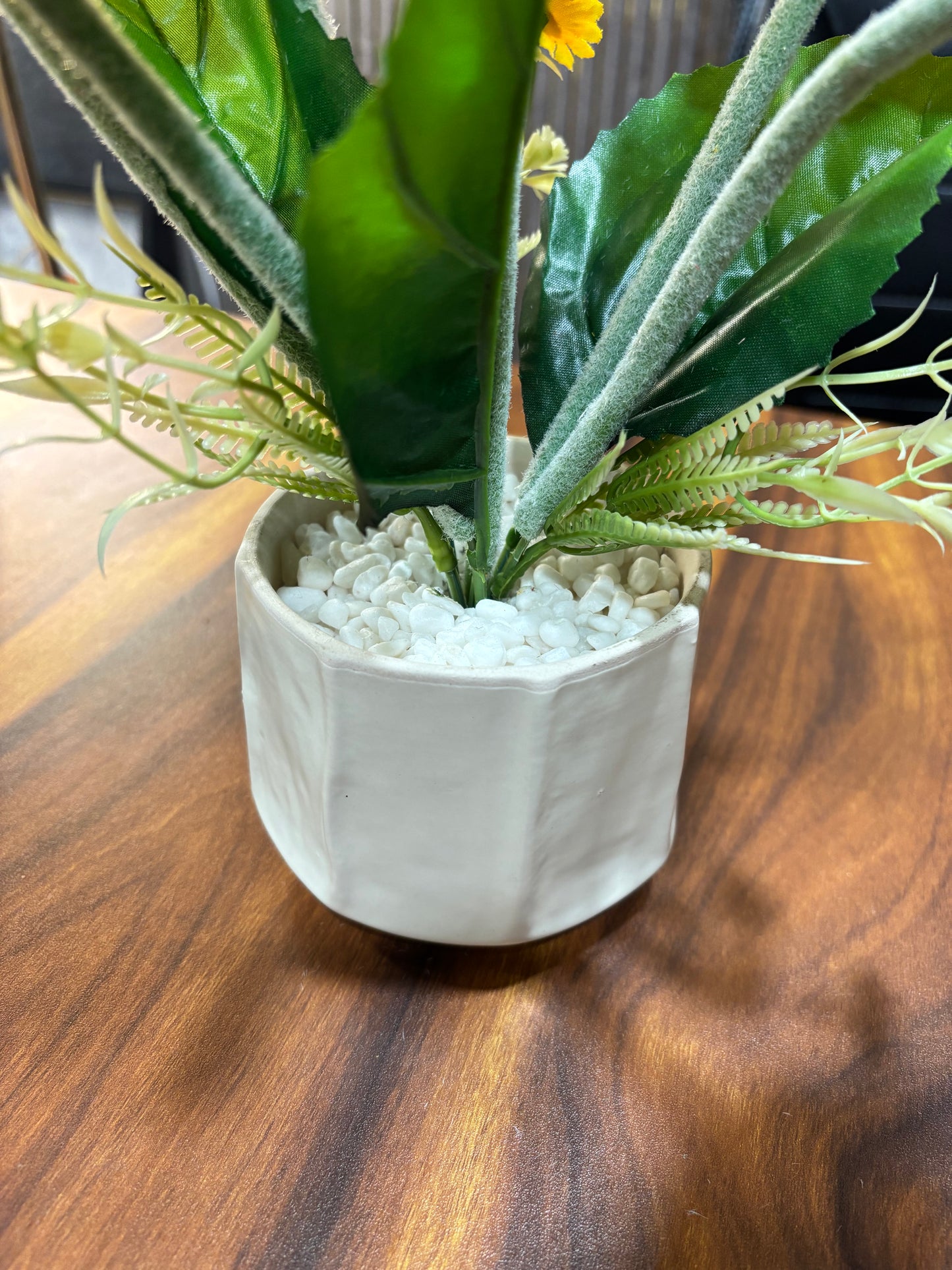 Artificial Sunflower Plant in White Ceramic Pot – Realistic Faux Floral Arrangement for Home & Office Desk Decor