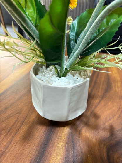 Artificial Sunflower Plant in White Ceramic Pot – Realistic Faux Floral Arrangement for Home & Office Desk Decor