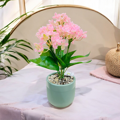 Artificial Pink Butterfly Orchid Flower Plant in Ceramic pot with Pebbles