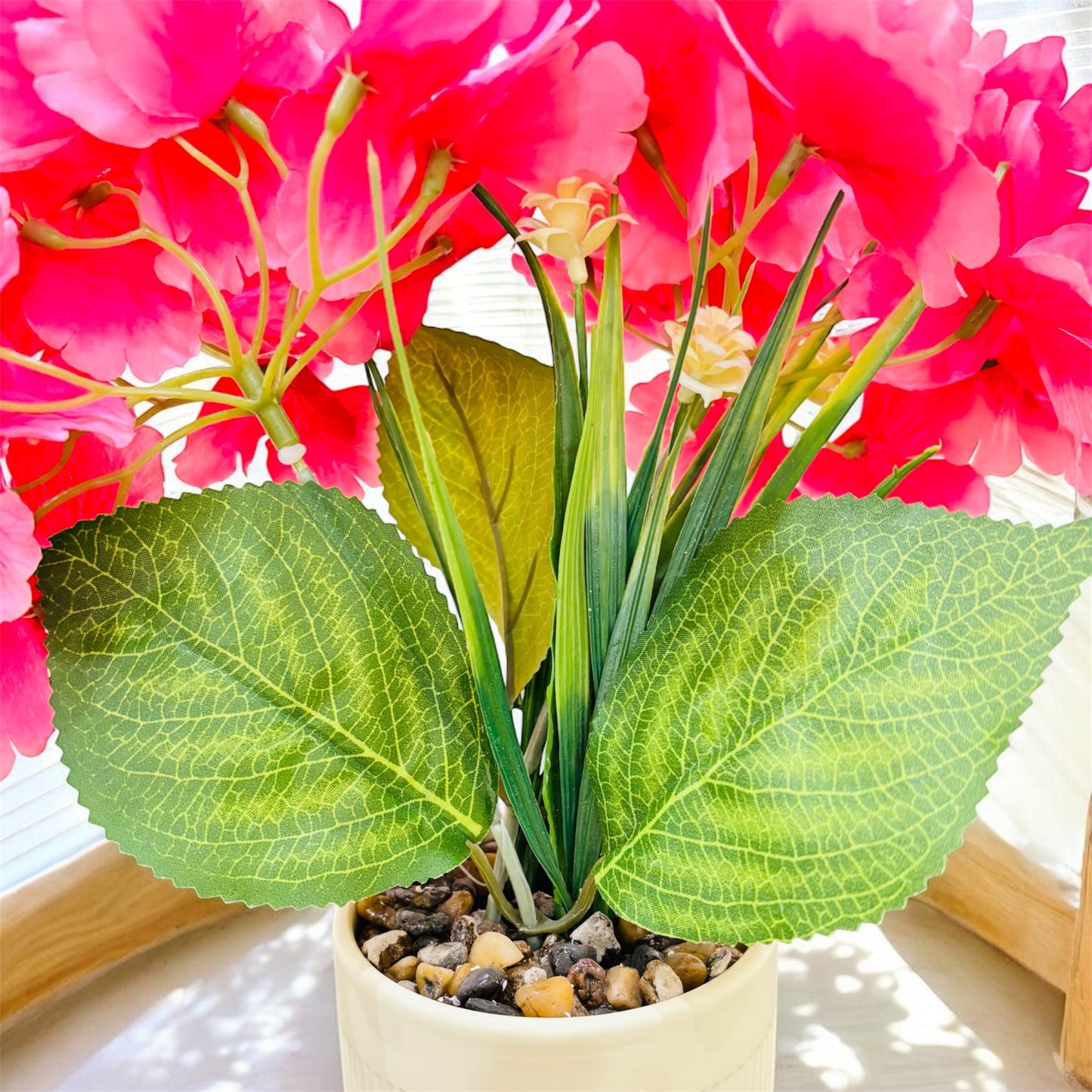 Vibrant Pink Artificial Flower Plant in Decorative Pot