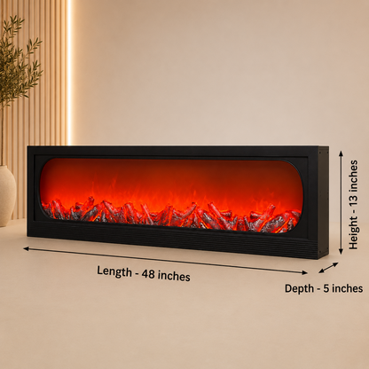 48-Inch Electric LED Fireplace with Realistic Flame Effect | Decorative Wall & Built-In Fireplace