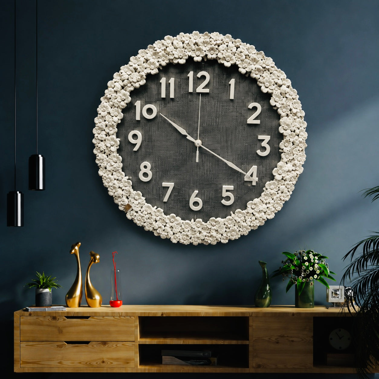 Luxury Floral Petal Wall Clock – Elegant 3D Flower Frame Decorative Clock