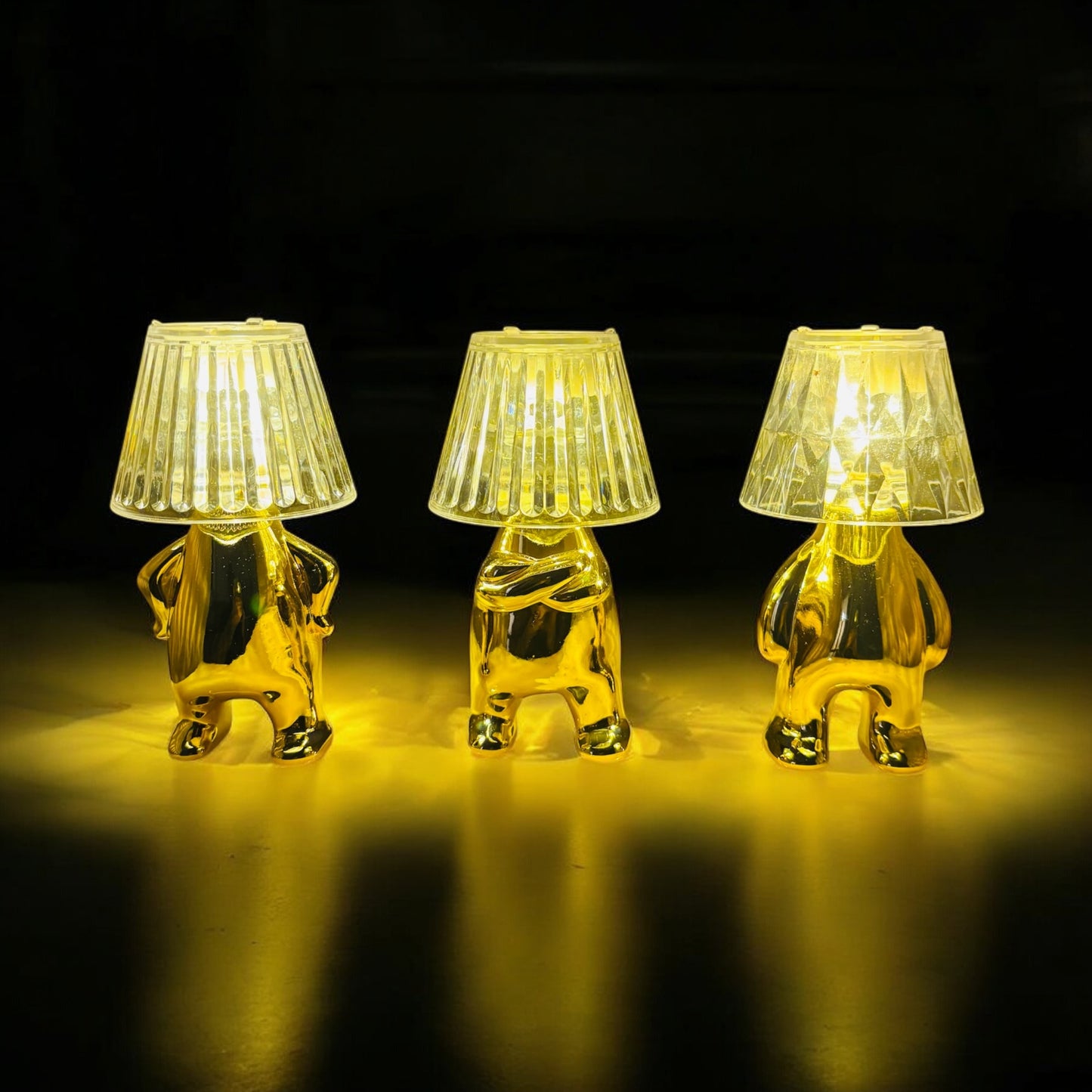 "Golden Glow Inverted Hat Man Candle – Set of 3