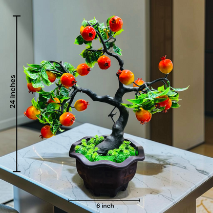 Artificial Pomegranate Plant Bonsai – 21 Inch Decorative Fruit Tree for Home, Office, Living Room & Tabletop Decor