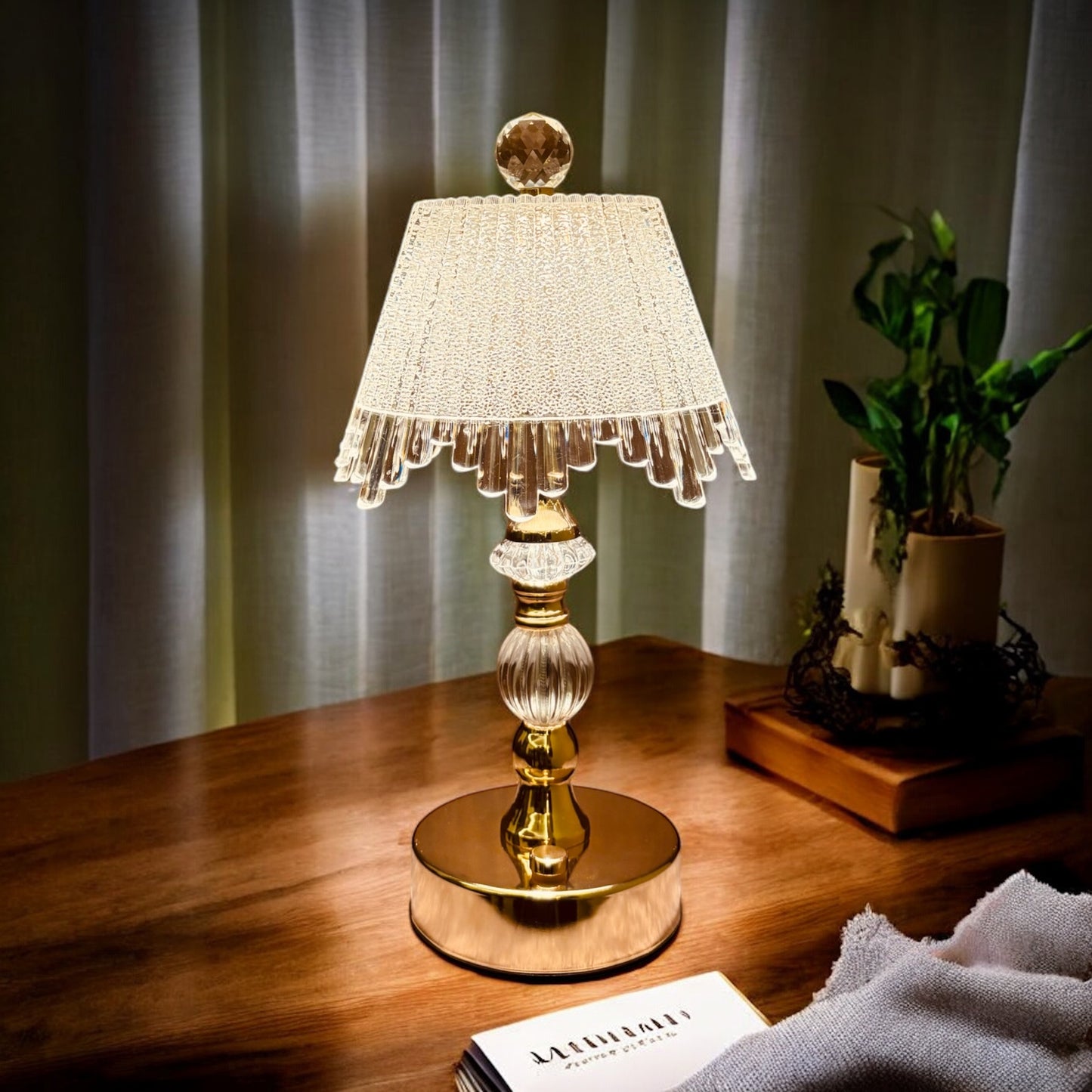 Elegant Crystal Potable Lamp with 3 Light Modes