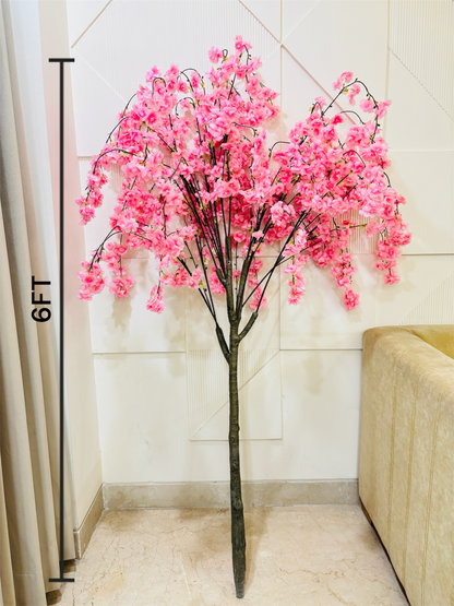 Artificial Pink Cherry Blossom Tree for Home Decor (6FT)