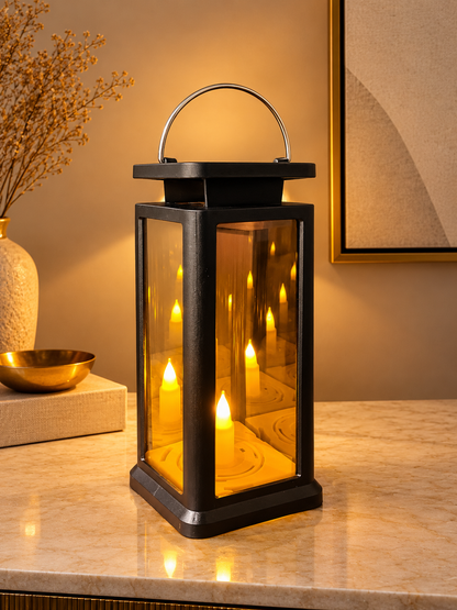 3D Mirrored Glass LED Candle Lantern, 8.5 Inch for Home Decor