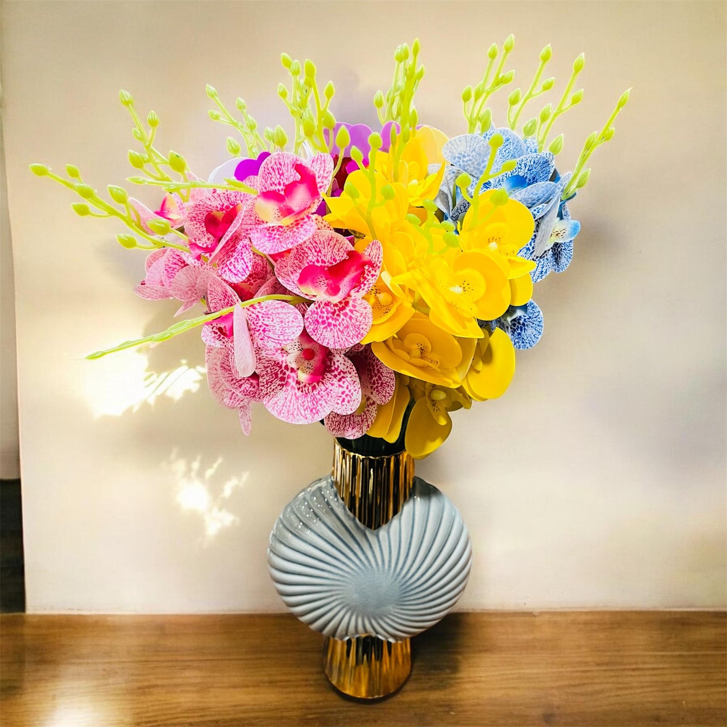 Artificial Spotted Orchid Stem Set of 5 Bouquet for Home and Office Decor
