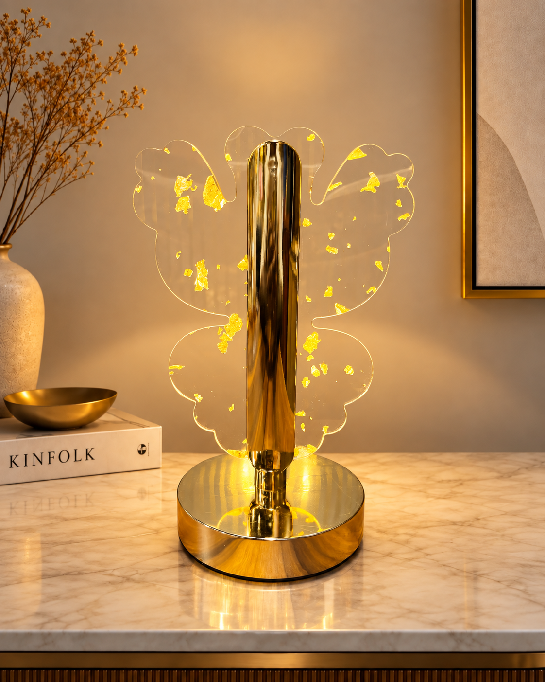 Rechargeable Butterfly Acrylic LED Table Lamp with 3 Light Modes – Portable Decorative Lamp, 8 Inch
