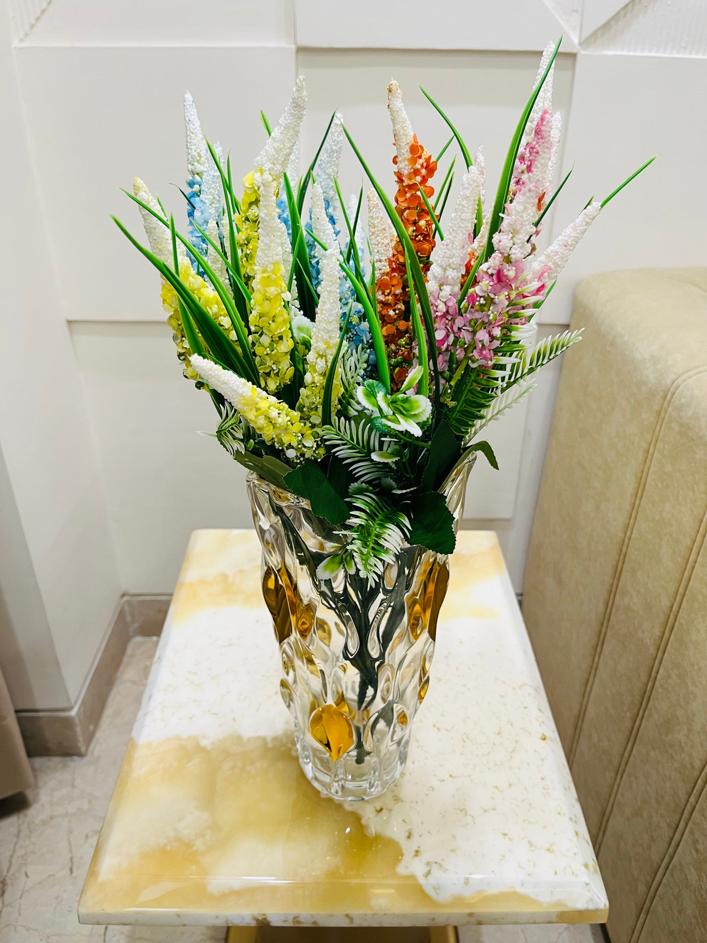 Artificial Foxtail Lily Fillers Bunch in Mixed Colors for Table Vases (Pack of 4 Stems)