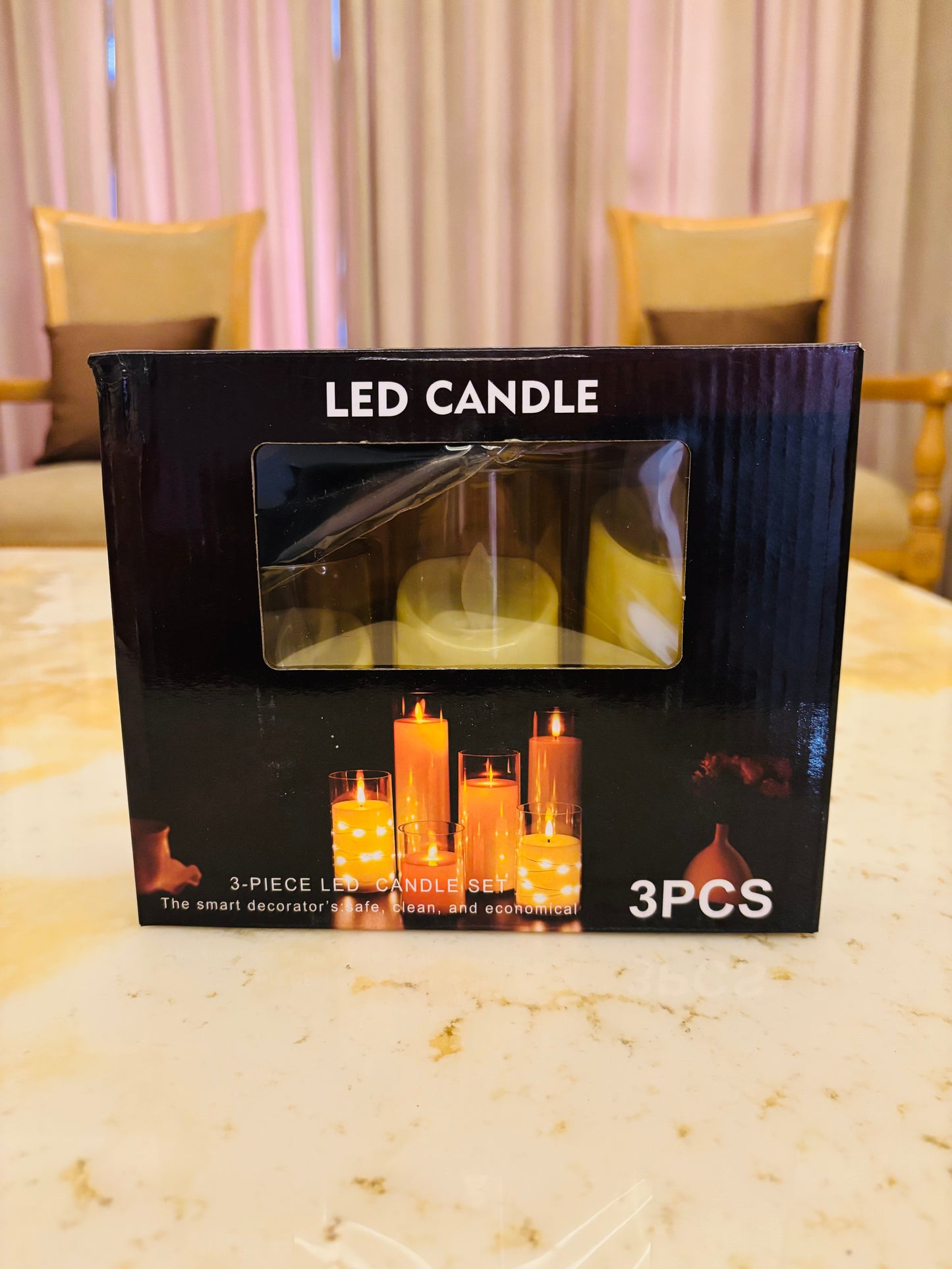 Led Acrylic Glass Candle With Remote Set of 3 for Home Decor - 2inch Diameter