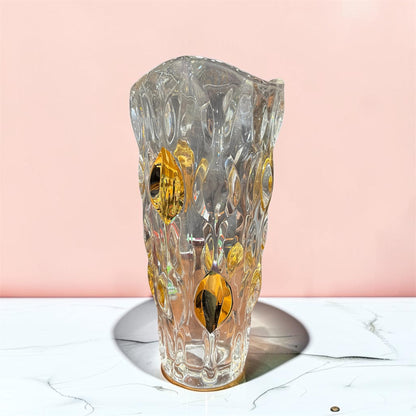 Luxury Textured Glass Vase with Amber Accents (12 Inch)