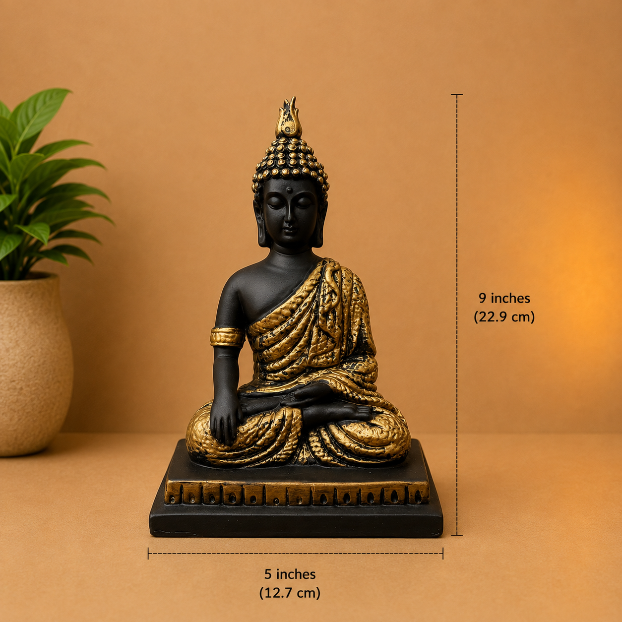 Premium Black & Blue Meditating Buddha Showpiece | Resin Decorative Idol for Home & Office
