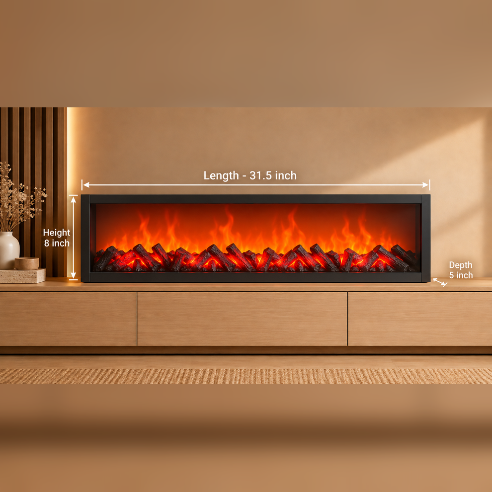 31.5 Inch Premium LED Fireplace with Realistic Flame Effect – Decorative Electric Fire Display