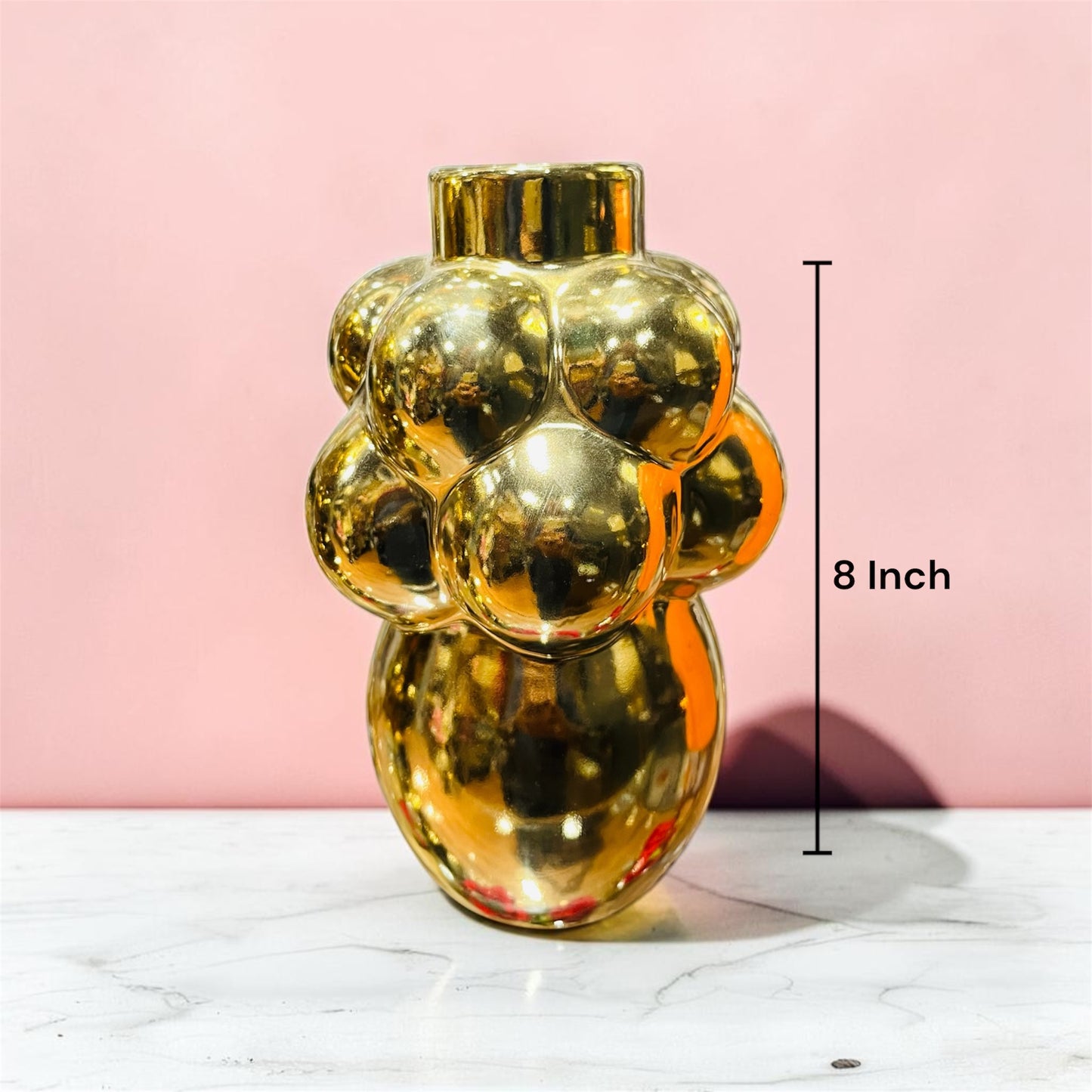 Luxury Metallic Gold Bubble Cluster Ceramic Vase 8 Inch