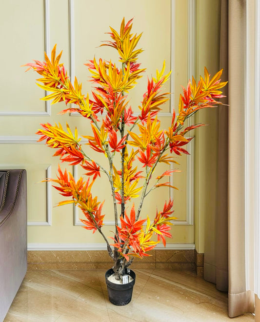 5 FT Premium Artificial Autumn Maple Tree | Large Decorative Faux Plant for Living Room, Office, Hotel & Home Décor