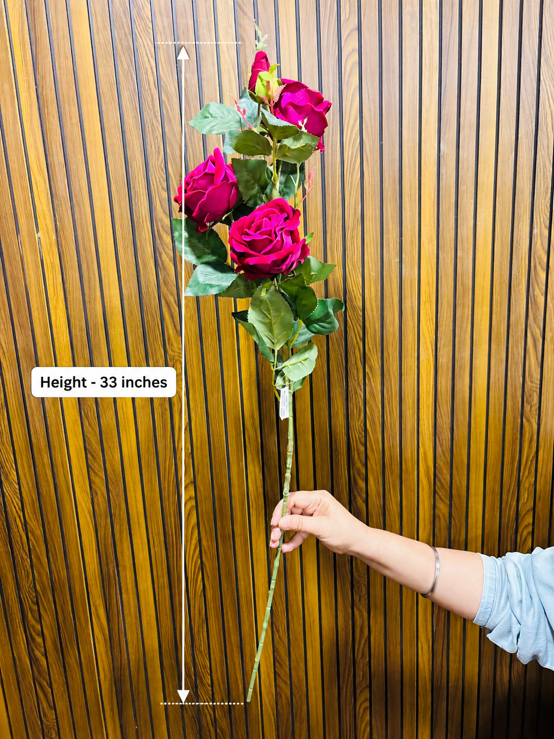 Premium Artificial Rose Flower Stem – 33 Inches | Long Stem Decorative Roses for Floor & Table Vases