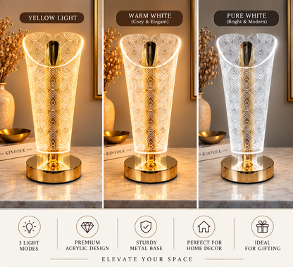 Rechargeable Acrylic LED Table Lamp with 3 Light Modes – Portable Decorative Lamp 8 Inch