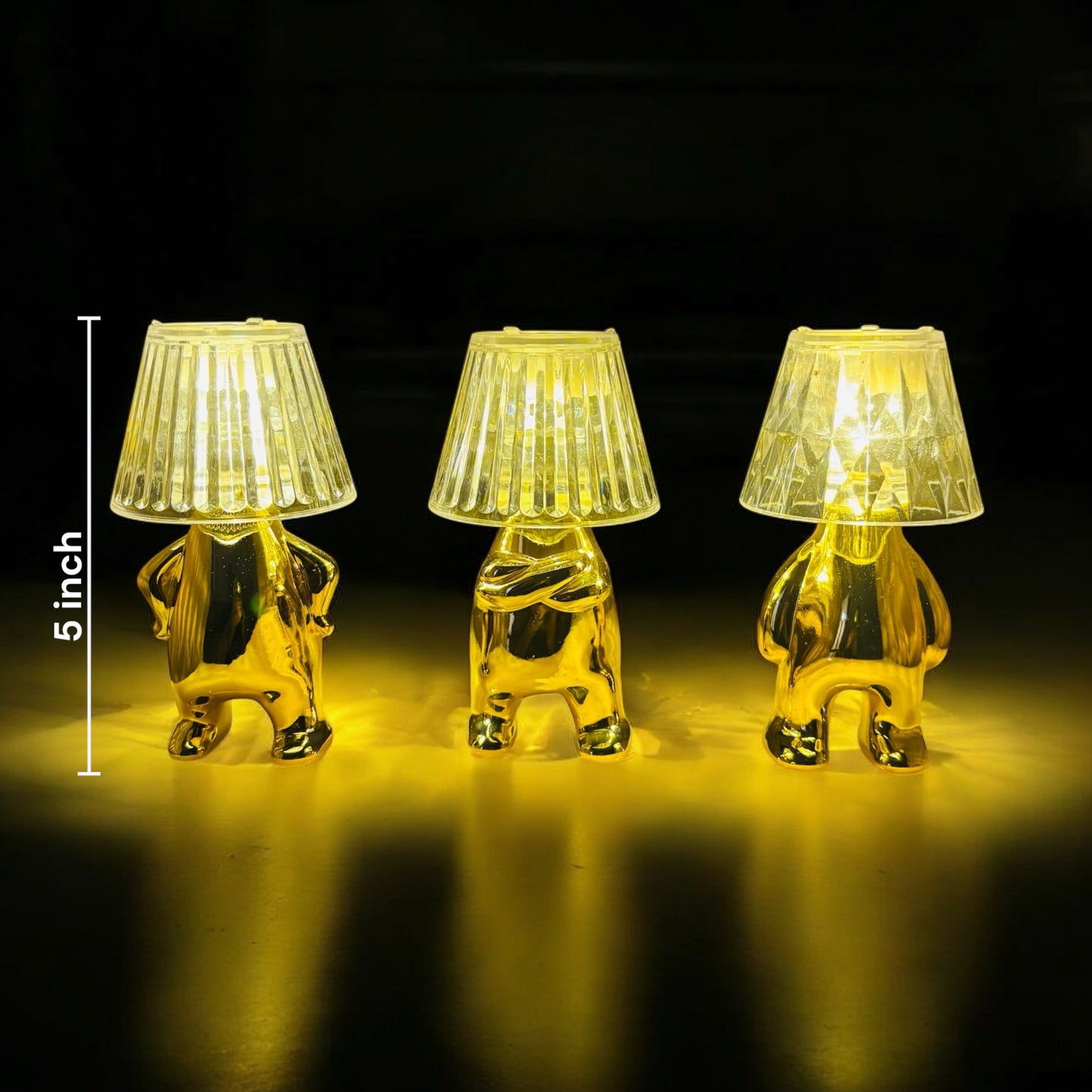 "Golden Glow Inverted Hat Man Candle – Set of 3