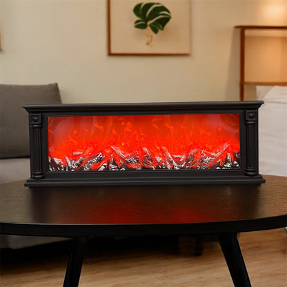 Realistic Fireplace LED Tabletop Lamp – Ember Glow & Cozy Flame Effect (Black)
