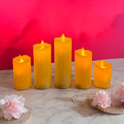 Artificial Melted Flickering Candles set of 5