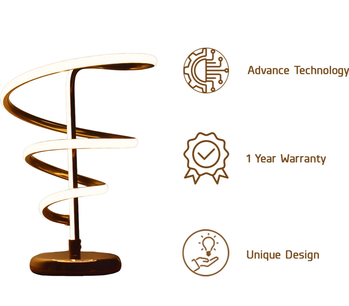 Spiral LED Table Lamp for Table Decor and Home Decor