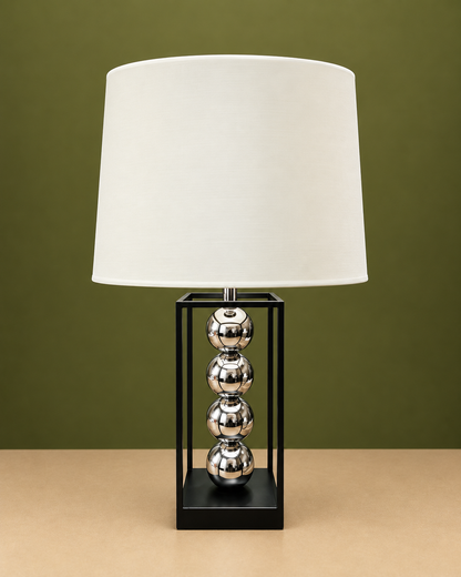 Modern Metal Ball Frame Table Lamp with Fabric Shade, 20 Inches