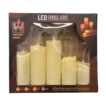 Artificial Melted Flickering Candles set of 5