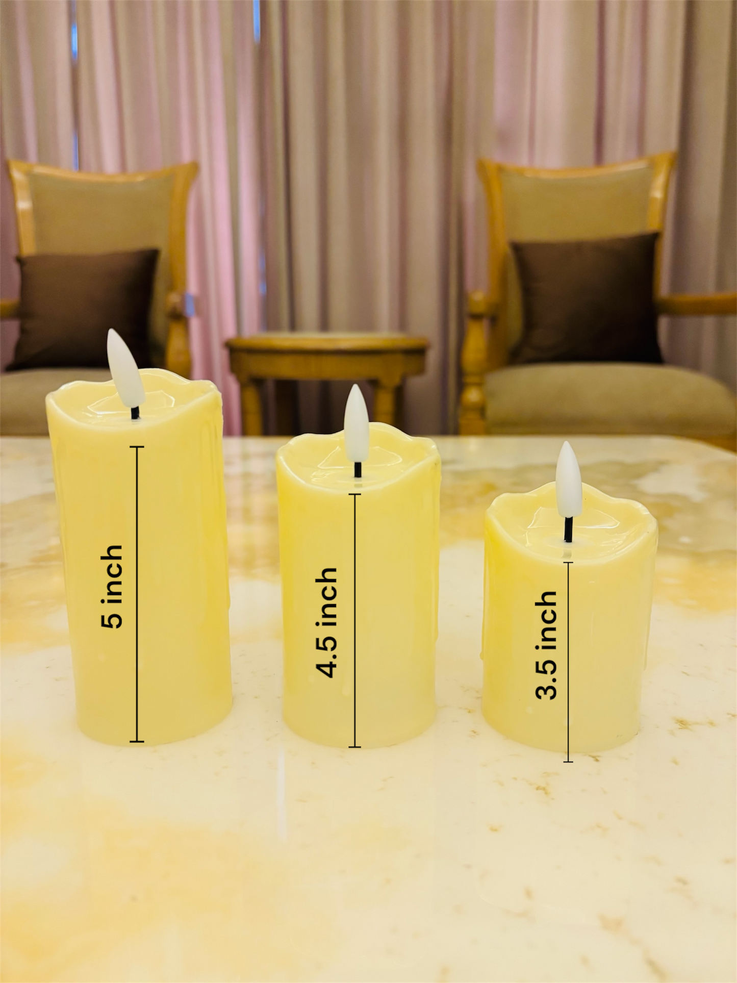 LED Melted Wax Design Candle Set of 3 – Realistic Looking Candle