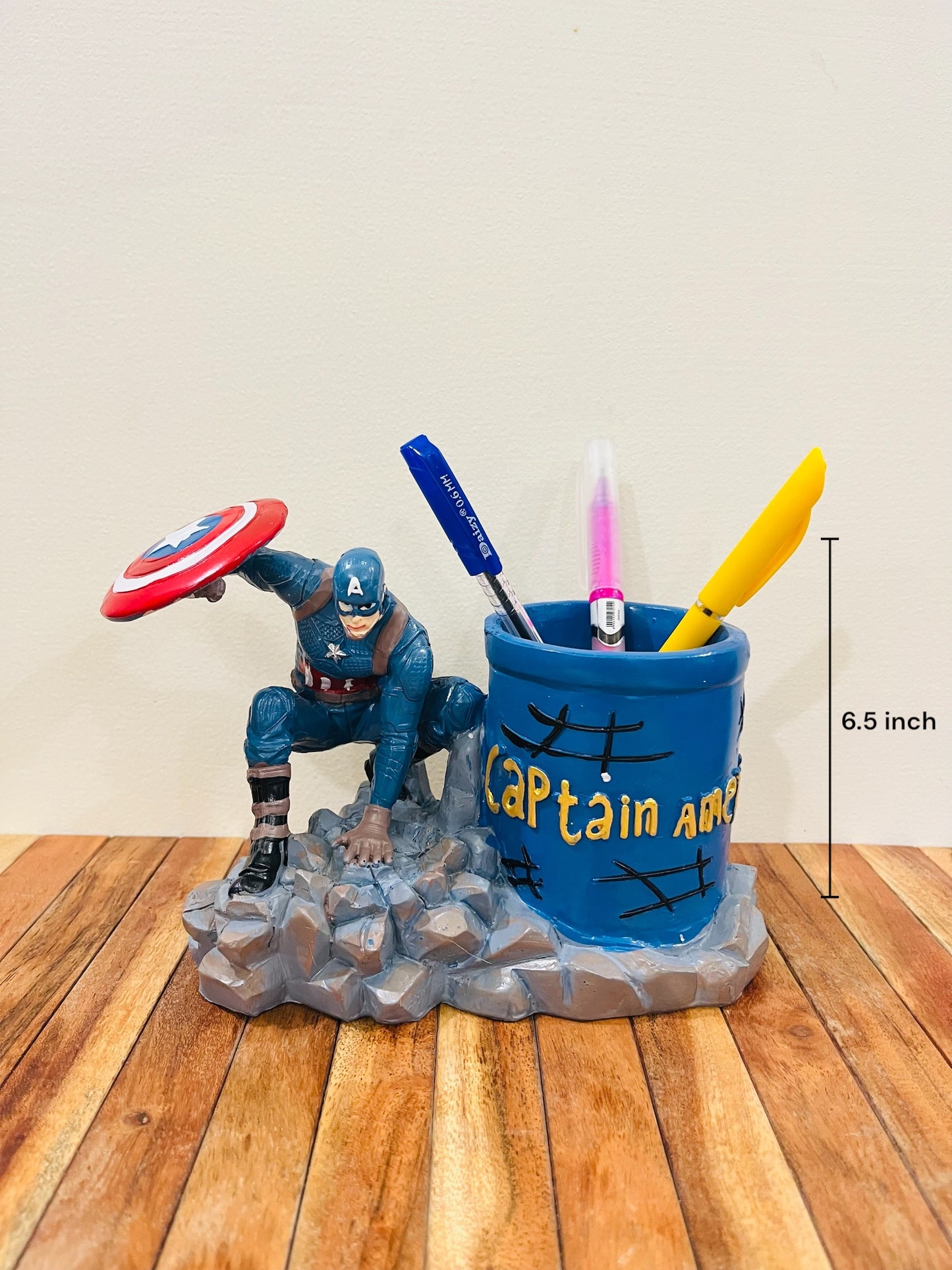 Captain America Resin and Metal Pen Stand- Desk Organizer