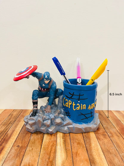 Captain America Resin and Metal Pen Stand- Desk Organizer