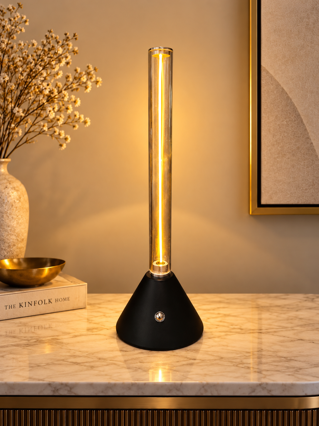 Rechargeable LED Tube Table Lamp with Dimming Feature – Modern Portable Ambient Light 11 Inch